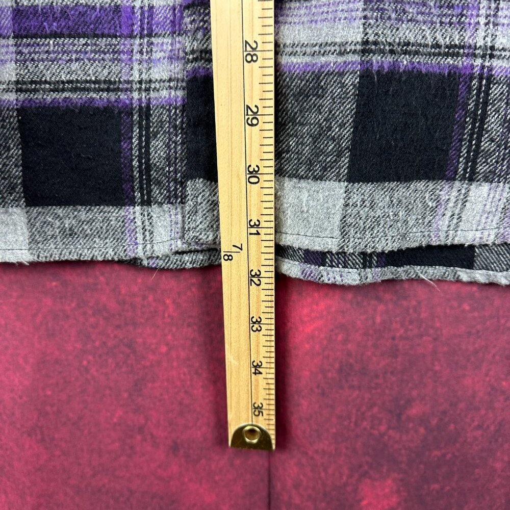 MONTAGE PLAID FLANNEL  MEN'S SHIRT BUTTON DOWN LONG SLEEVE BLACK/GRAY/PURPLE XL - Picture 9 of 11